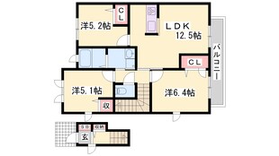 シャーメゾン東今宿の物件間取画像